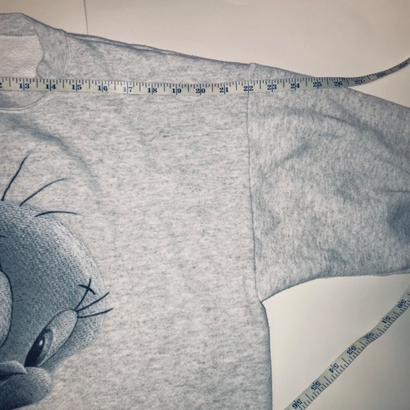Vintage '90s Kids Looney Tunes Tweety Bird Grey Black/White sweatshirt Size: M/L - Picture 5 of 8
